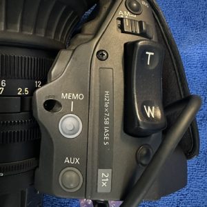 Close-up of a DSLR camera's side showing MEMO, AUX buttons and a T/W lever on the grip area.